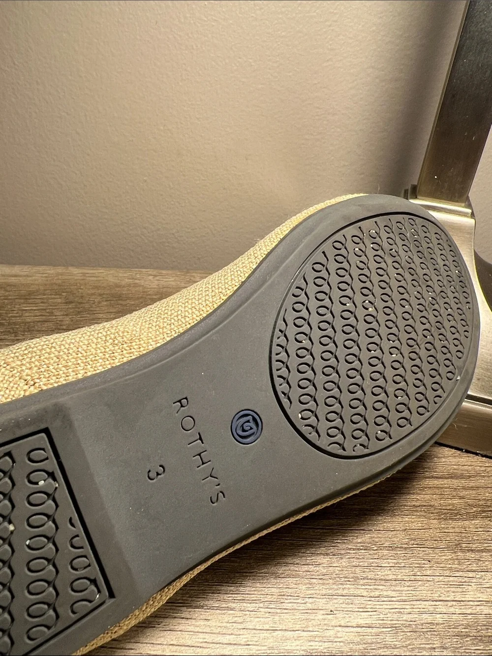 Rothy's Beige Knit Slip-On Flats with Blue Trim stock (33)